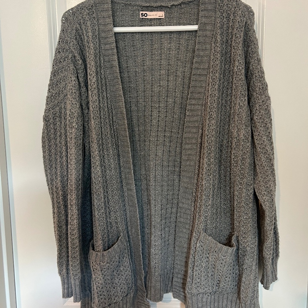 SO open front, knit cardigan with pockets, oversized,